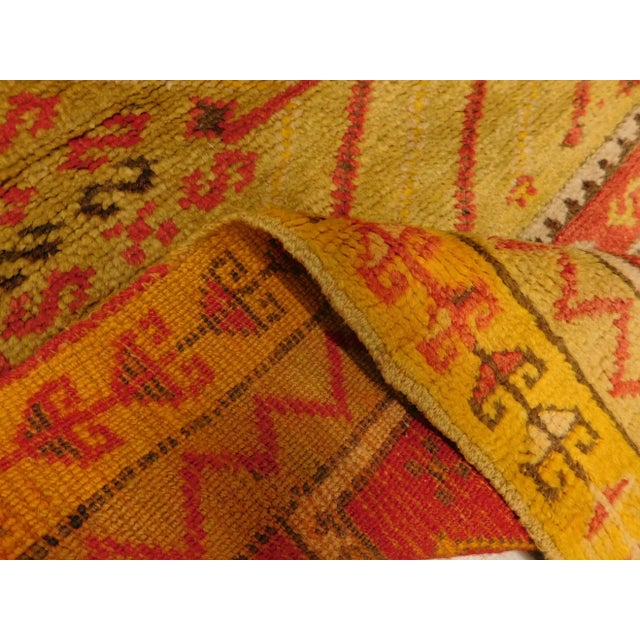 Antique Hand Knotted Turkish Oushak Runner Saf Rug 3'2"x 6'9" For Sale - Image 10 of 13