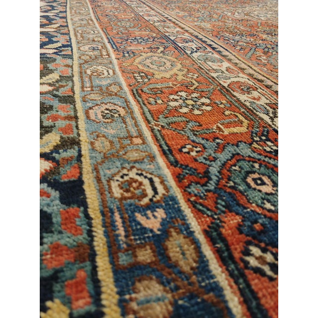 Antique Bijar Carpet Oriental Rug, Handmade, Ivory, Rust, Light Blue, Terracotta For Sale - Image 16 of 18