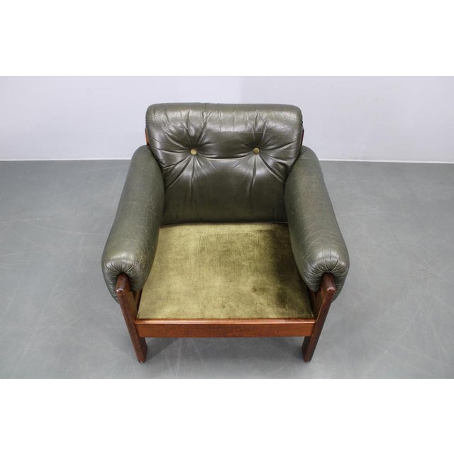Mid-Century Modern Green Leather Chair, Czechoslovakia, 1970s For Sale - Image 13 of 18