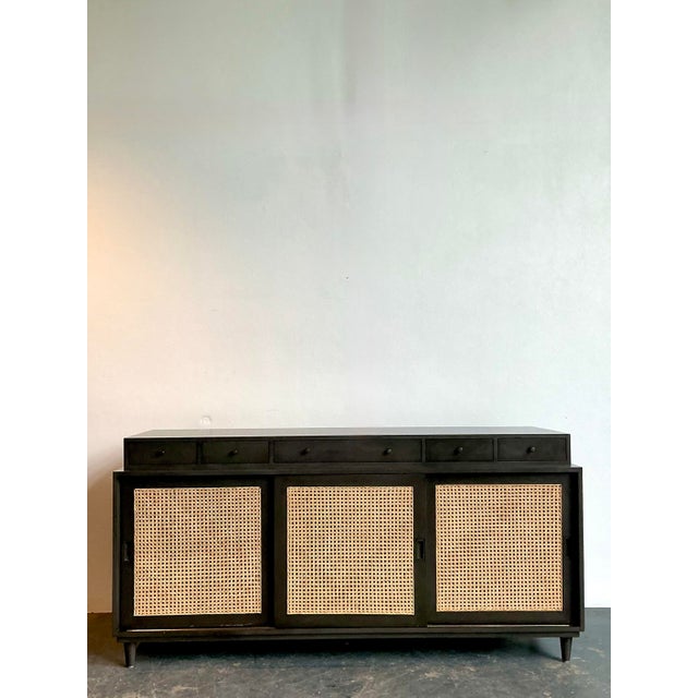 Vintage Noir Hermosa Cane Front Credenza For Sale - Image 4 of 8