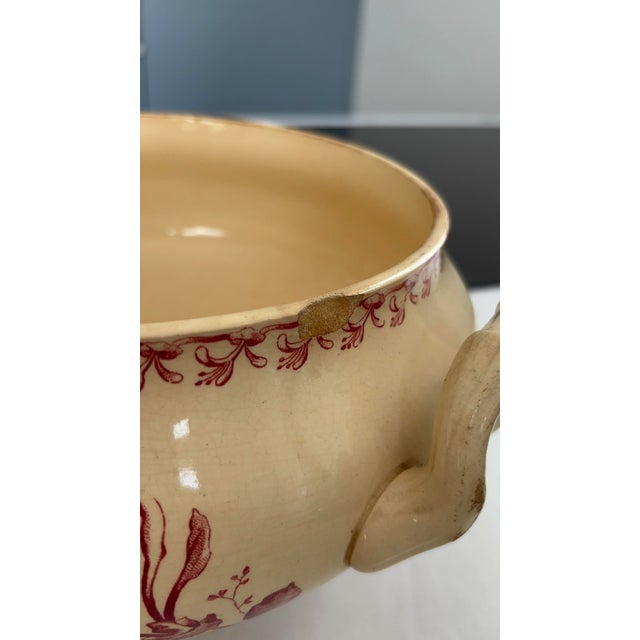 Maroon Red Ironstone Tureen with Honeysuckle Pattern from Gien Factory, 1890s For Sale - Image 8 of 13