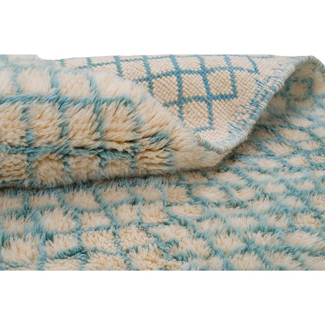 Blue Oversize Hand-Knotted Moroccan Wool Rug | 13'3" X 10'8" | One of a Kind For Sale - Image 8 of 8