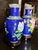 2 Beautiful Vintage Blue Chinese Cloisonné Vases With Floral Motifs on Wooden Stands For Sale In Denver - Image 6 of 6