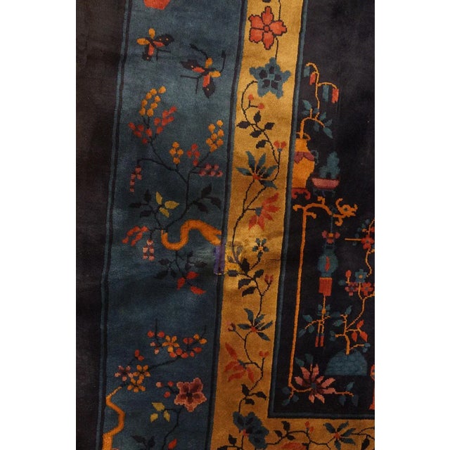 Navy Blue 1920s Chinese Art Deco Carpet ( 10' x 14'6'' - 305 x 442 ) For Sale - Image 8 of 8