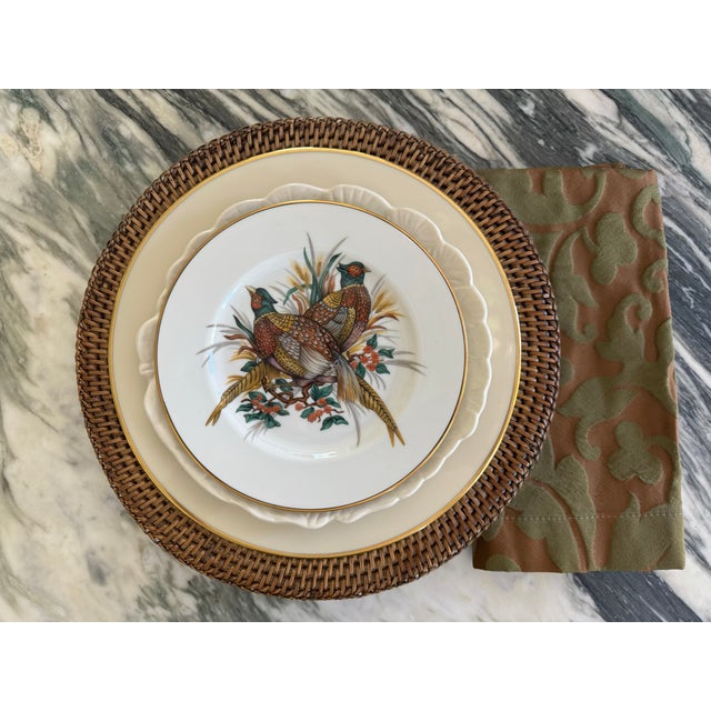 Vintage Stoneware Turkey Motif Thanksgiving Salad Plates - Set of 12 For Sale - Image 4 of 12