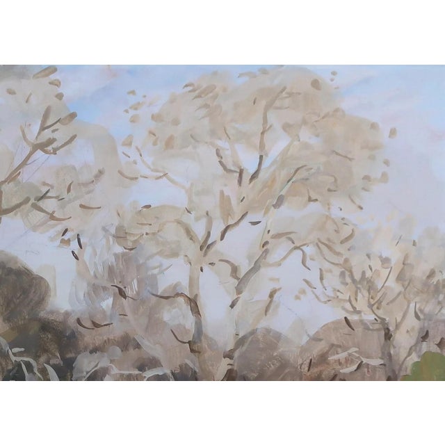 Realism Vintage Gouache Painting: Autumn Rural Landscape, Soviet Ukrainian Art 50-70 For Sale - Image 3 of 6