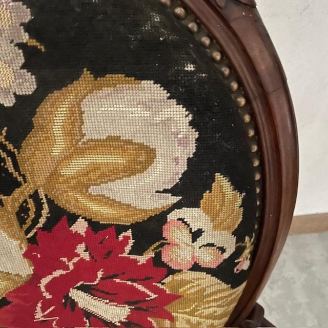 Louis XV Armchair with Floral Tapestry For Sale - Image 4 of 7