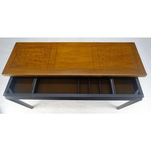 Wood Kittinger Ebonized Base Flip Top 64” Long Console Dining Table c1960s MINT! For Sale - Image 7 of 18