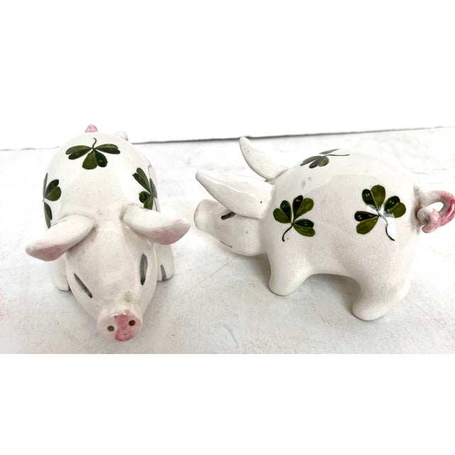 Mid 20th Century Plichta Clover Design Hand Painted Ceramic Pigs - Set of 2 For Sale - Image 9 of 14