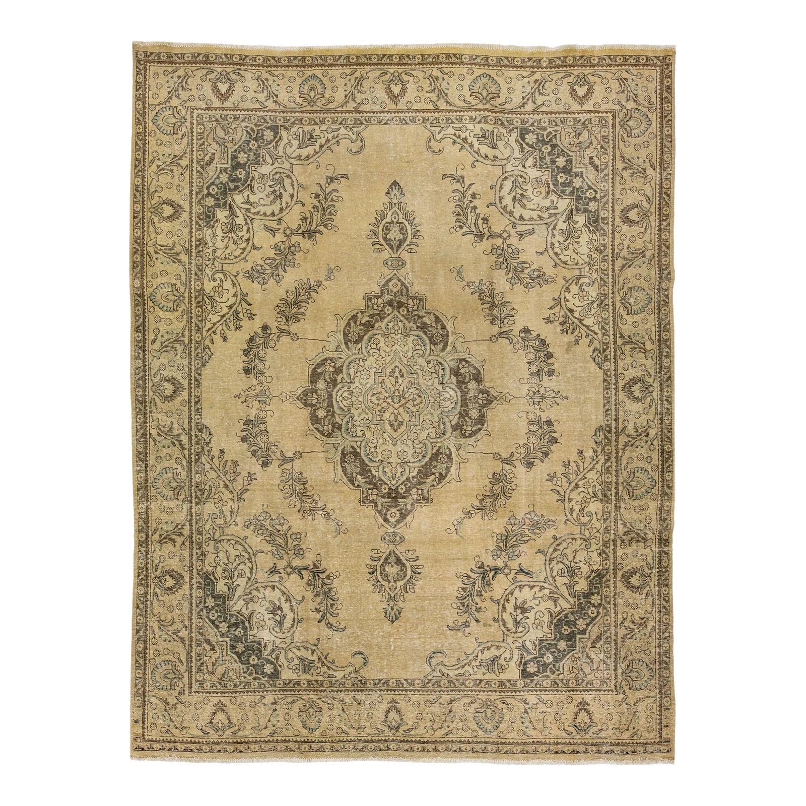 Antique beige rug with intricate pattern