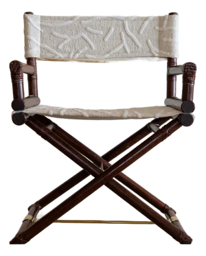 1970s McGuire Director's X-Chair in Off-White Textured Cotton