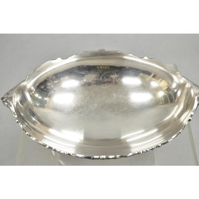 Vintage Victorian Silver Plated Oval Pedestal Centerpiece Fruit Bowl by Lunt For Sale In Philadelphia - Image 6 of 11