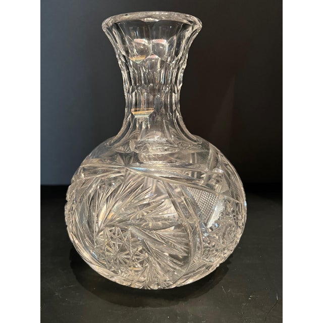 Vintage American Brilliant Period Hobstar Clear Glass Carafe/Decanter For Sale - Image 9 of 10