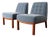 Pair of Mahogany and Blue Mohair Slipper Chairs by Edward Wormley for Dunbar For Sale