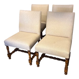 Rose Tarlow Louis XIII Upholstered Dining Chairs - Set of 4 For Sale