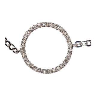 Delicate 14k White Gold Bracelet or Ankle Bracelet With Diamond Circle For Sale