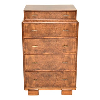 Art Deco Burr Walnut Chest of Drawers, 1930s For Sale