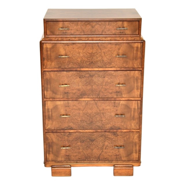 Art Deco Burr Walnut Chest of Drawers, 1930s For Sale