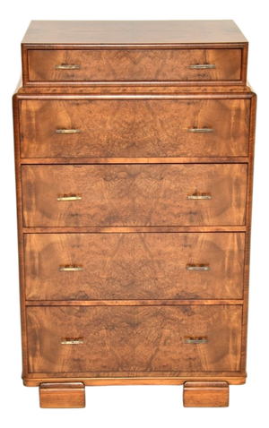 Art Deco Burr Walnut Chest of Drawers, 1930s
