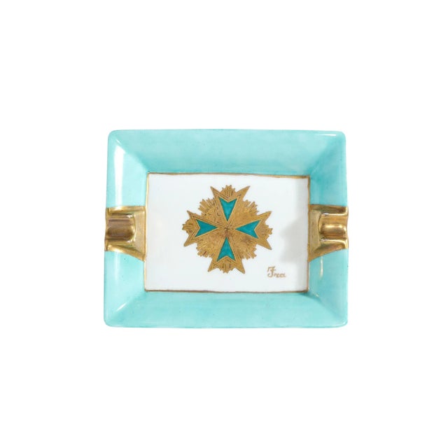 This beautiful decorative dish/ cigar tray was crafted in France circa 1960. It features a rectangular body with gently...