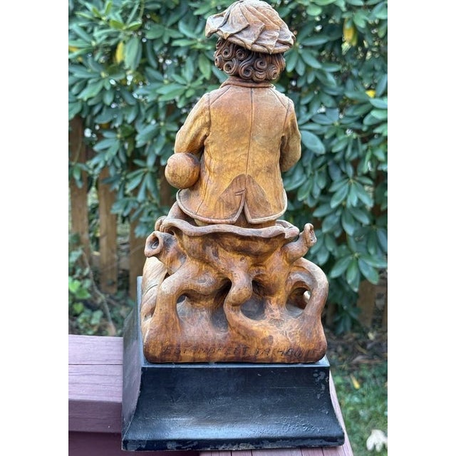 Antique 18thC Signed Folk Art Sculpture Wood Carving, Itinerant Bagpipe Musician, Czech Bohemia For Sale - Image 13 of 16