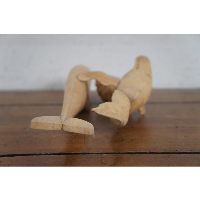 Brown Vintage Hand Carved Teak Humpback & Sperm Whale Statues Sculpture Figruines- Set of 2 For Sale - Image 8 of 12