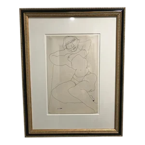 1930s Nude Drawing by Louise Nevelson, Framed