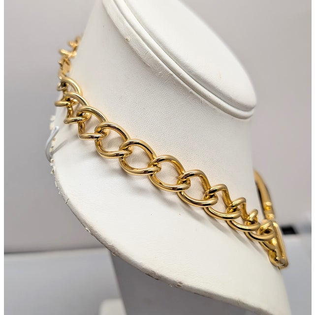 American Vintage Signed Napier Goldtone White Enamel Collar Necklace For Sale - Image 3 of 10