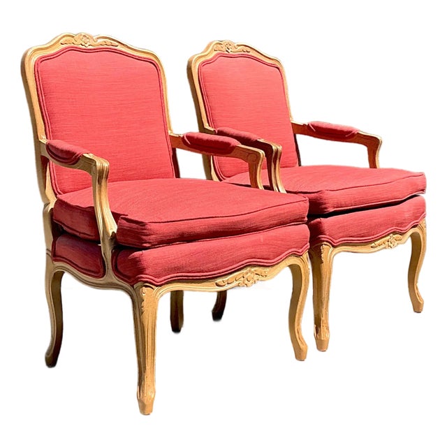 Vintage Carved Fauteuil Chairs - A Pair For Sale