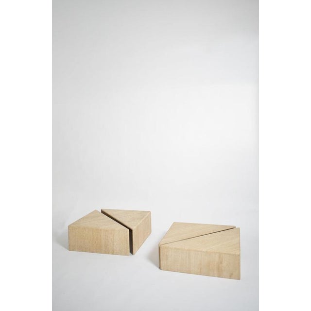 Travertine modular coffee table, 1970s. Height: 28 cm - 11.02 in Length: 70 cm - 27.56 in Width: 70 cm - 27.56 in