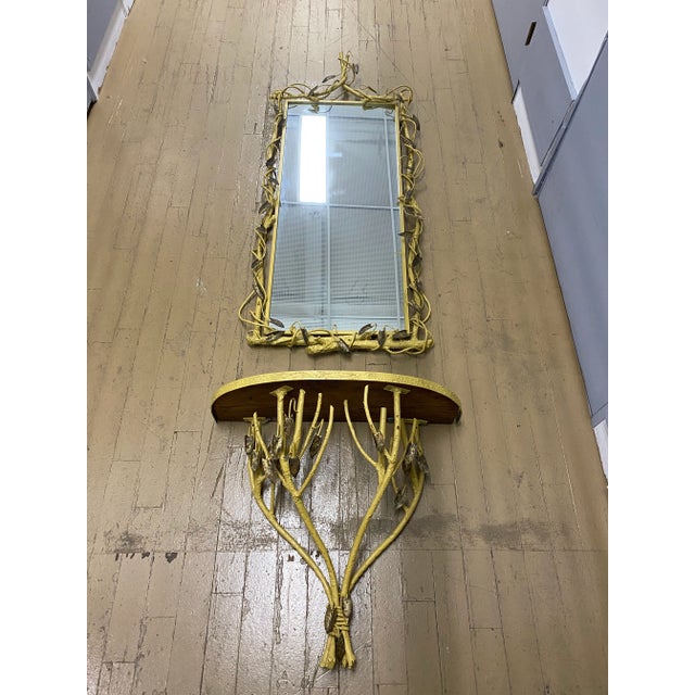 Mid-Century Italian Iron Tole Console and Mirror Set - 2 Pieces For Sale - Image 9 of 13
