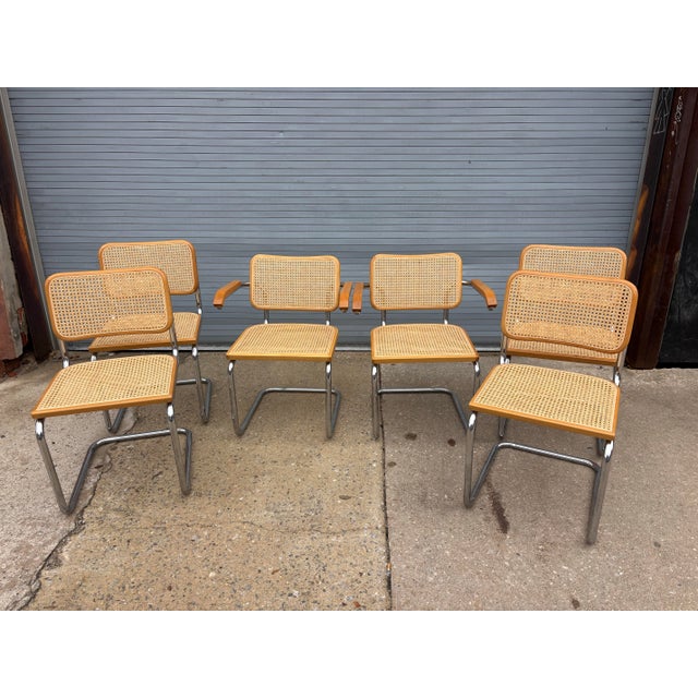 Mid-Century Modern 1980s Set of 6 Cesca Chairs Attributed to Marcel Breuer For Sale - Image 3 of 10