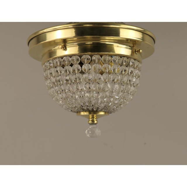Brass Ceiling Light with Faceted Crystal Glass Beads, France, 1920s For Sale - Image 10 of 10