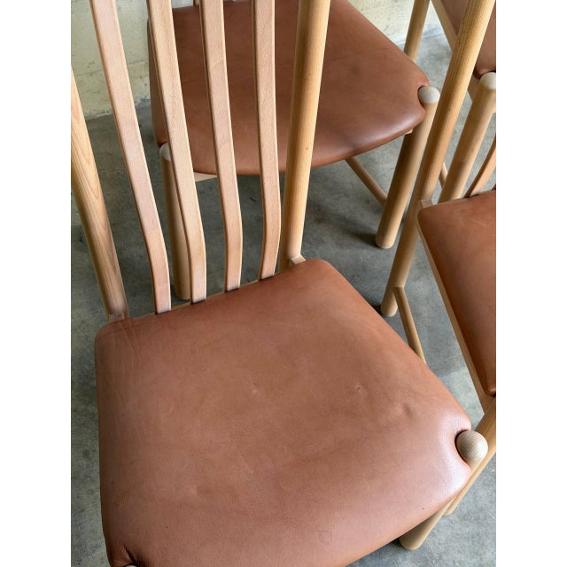 Set of 4 Danish Modern Kvist Dining Chairs in Beech With Leather Seats For Sale - Image 10 of 10