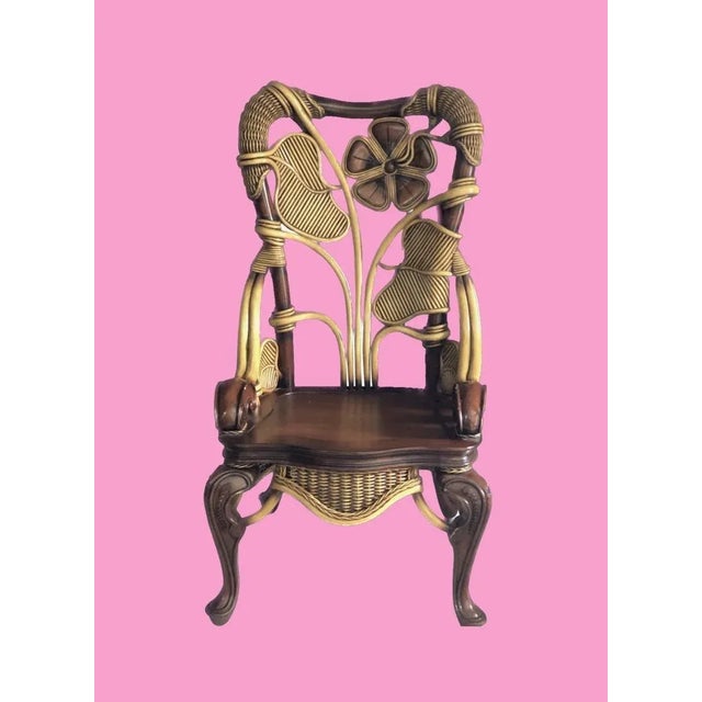 Modern Wicker Style & Wood Chair For Sale - Image 11 of 12