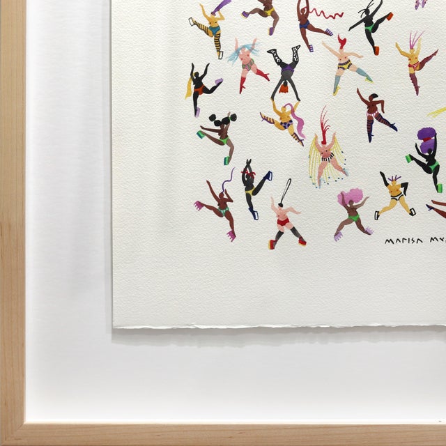 Dancing Queens - Original Framed Colorful Figurative Watercolor Painting on Paper For Sale In Los Angeles - Image 6 of 9