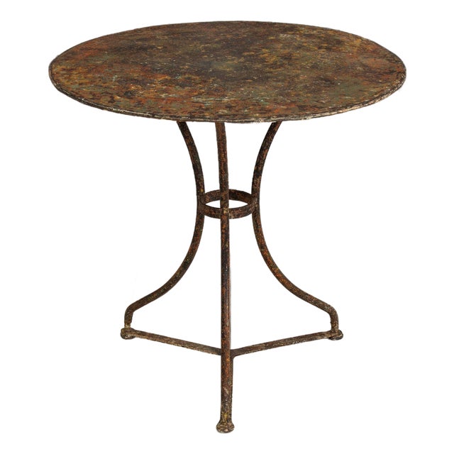 19th C. French Metal Guéridon Round Side Table in Original Patina For Sale