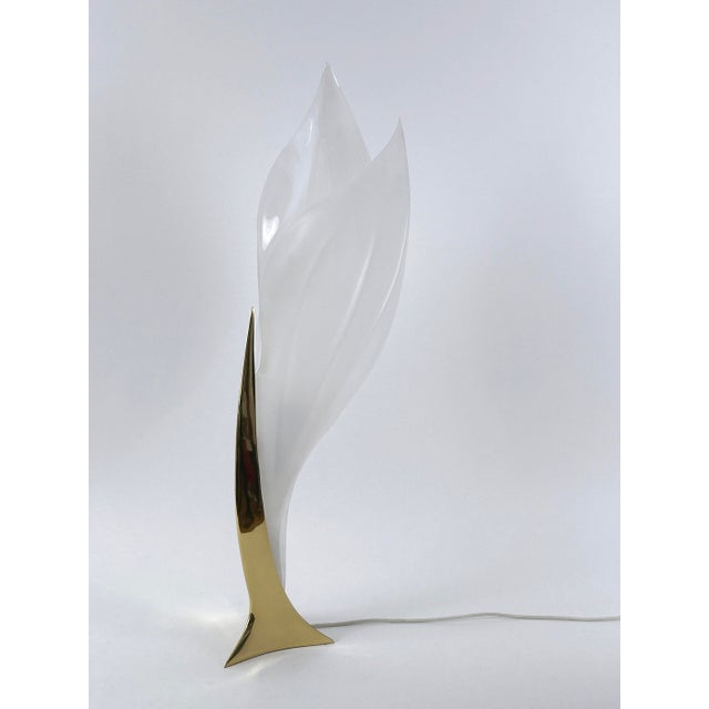 Modernist Acrylic and Brass Table Lamp by Maison Rougier, 1970s For Sale - Image 6 of 18