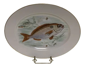 1930s J K W West German Hand Painted Porcelain Fish Serving Platter
