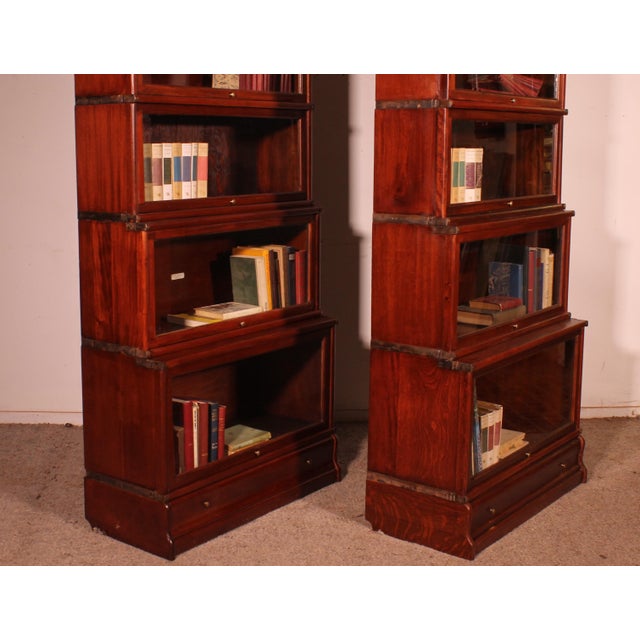 Waterfall Bookcases in Mahogany by Globe Wernicke London, 1900, Set of 2 For Sale - Image 13 of 14
