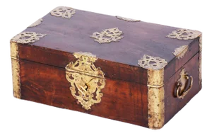 Czech Baroque Chest in Walnut and Brass, 1830s