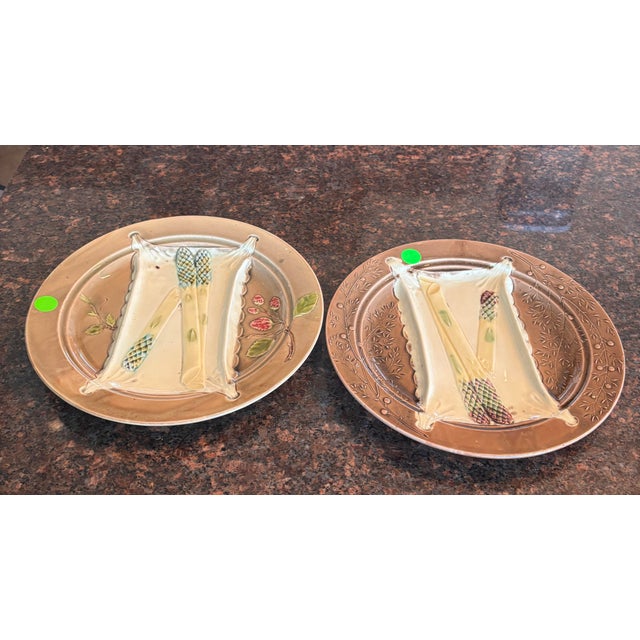 Ceramic 19th Century Majolica Asparagus Plate Luneville For Sale - Image 7 of 10