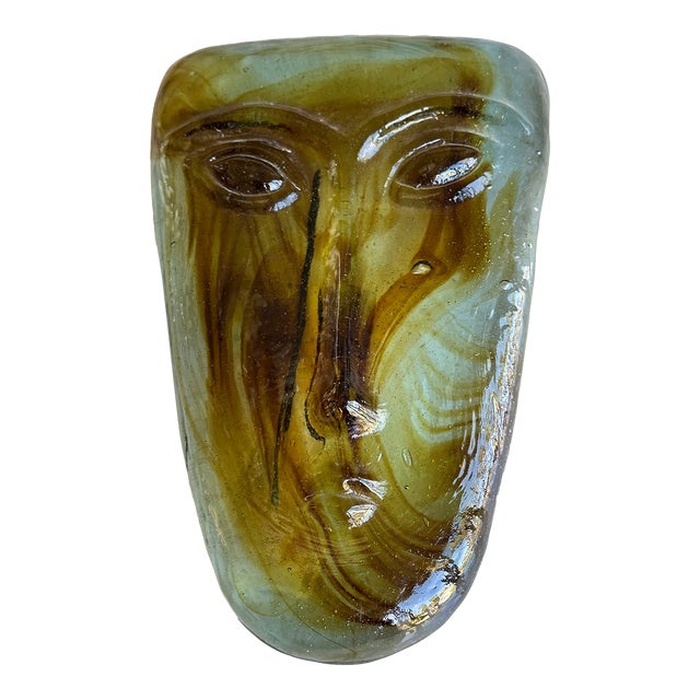 Erik Hoglund for Kosta Boda Attributed Glass Face Mask Sculpture For Sale