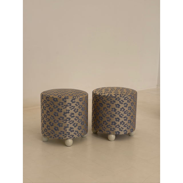 Vintage Poufs in Textile, 1970s, Set of 2 For Sale - Image 4 of 11