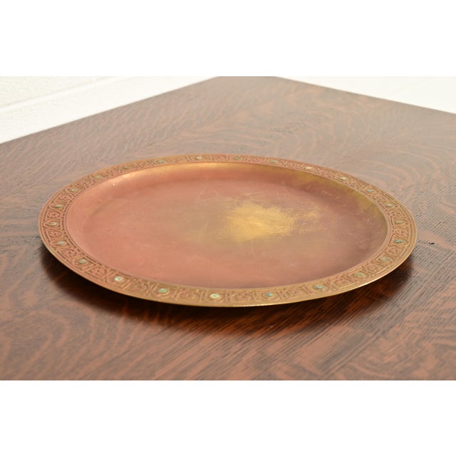 Art Deco Tiffany Studios New York Bronze Large Tray With Abalone Inlay For Sale - Image 3 of 10
