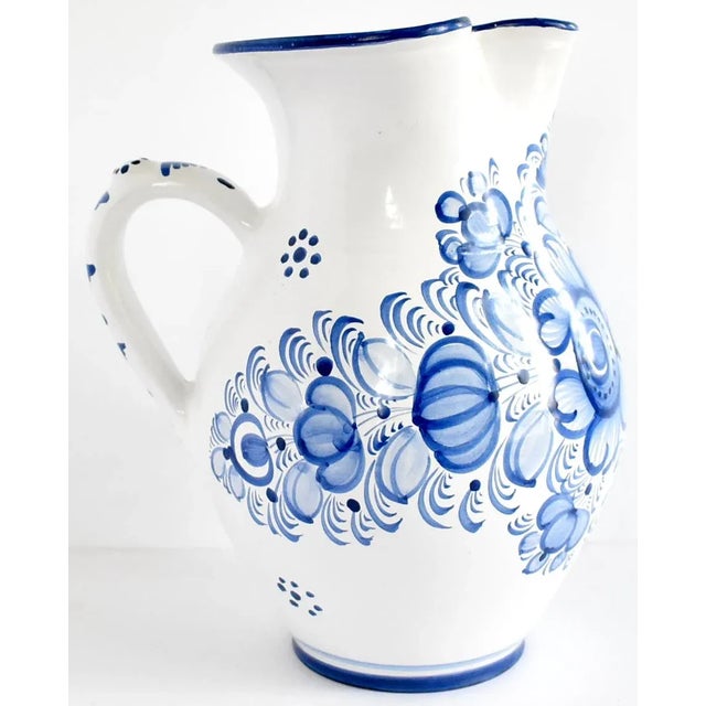 Vintage Large Czech Blue and White Ceramic Pitcher For Sale - Image 10 of 10