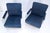 Pair of blue Quilted Leather Upholstery Seats Lucite Base Arm Lounge Club Chairs MINT