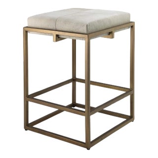 Jamie Young Shelby Counter Stool in White For Sale