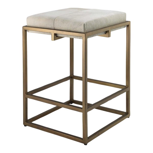 Jamie Young Shelby Counter Stool in White For Sale