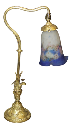 Bronze and Pâte de Verre Desk Lamp from Muller Frères, 1900s